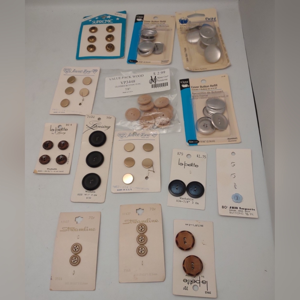 Lot Of Vintage 52 Buttons On Cards For Apparel Garments Sewing Crafts